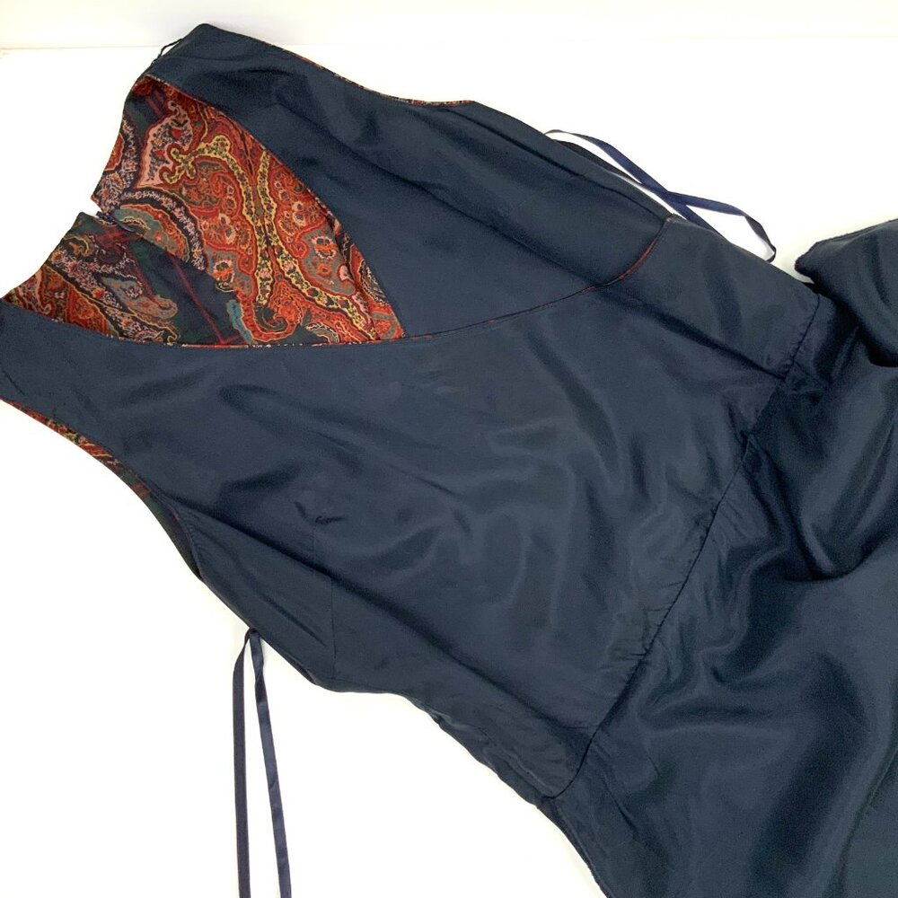 LAUREN Ralph Lauren  Silk Paisley and Plaid Faux Wrap Dress Size 10 - Picture 13 of 16